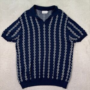 OXKNITSTORE Mens 2XL Knit Polo Shirt Diamond‎ Short Sleeve Casual Sweater Casual